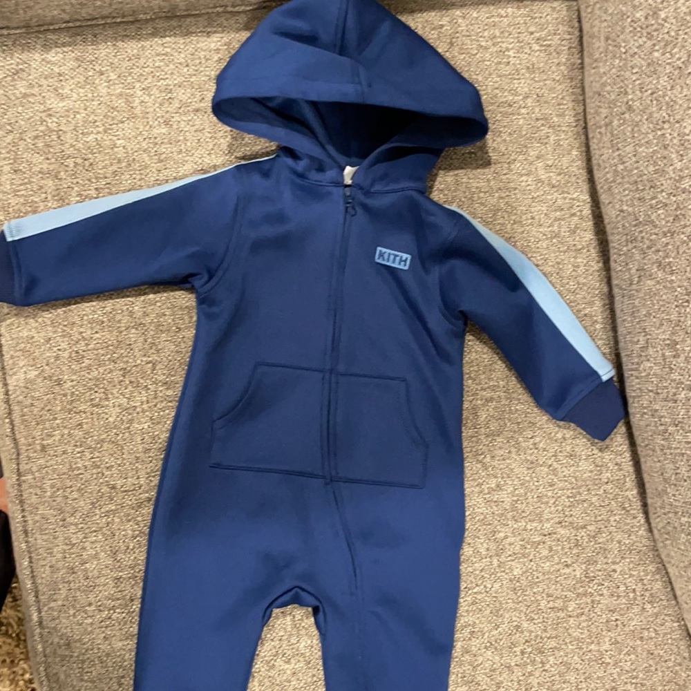 Blue KITH baby boys one piece hoodie Sz 3-6 months like new